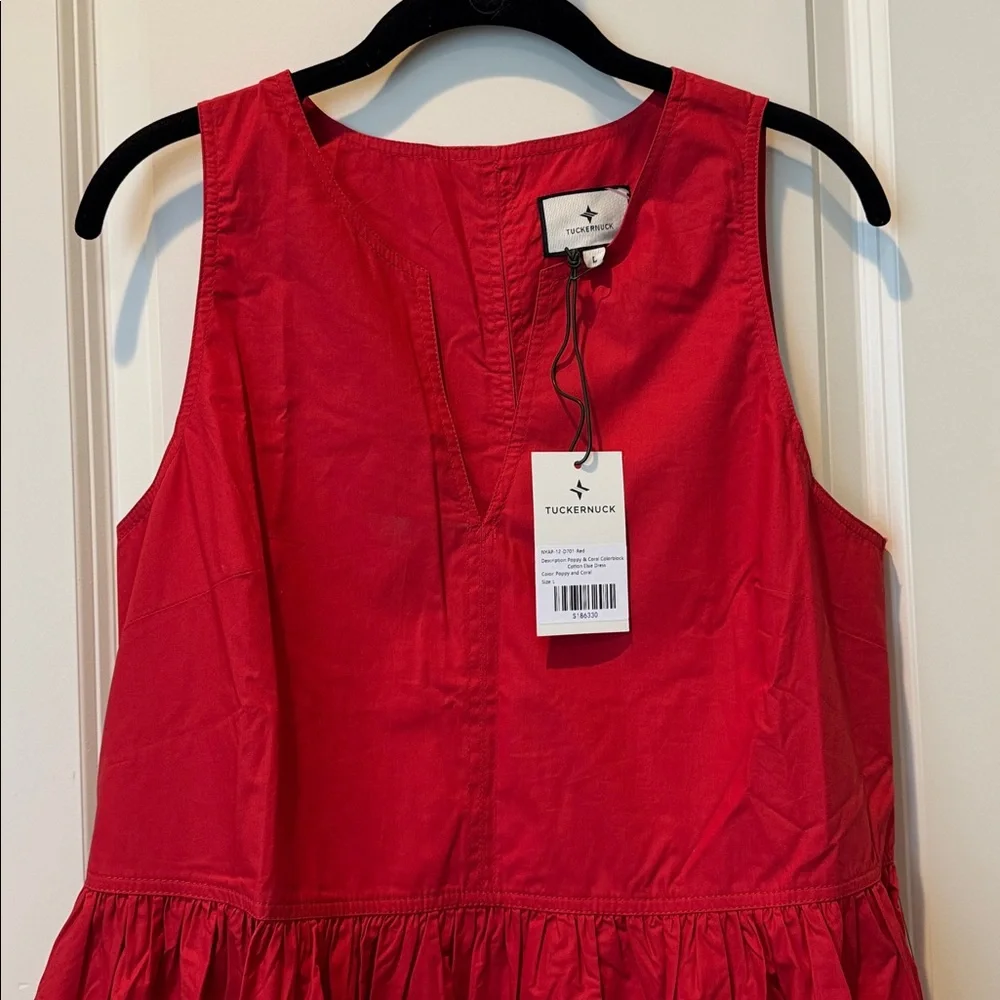 Tuckernuck Poppy and Coral Colorblock Cotton Elsie Dress in Large - Picture 8 of 14